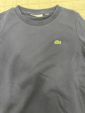 Lacoste women’s Dark Blue Crewneck Sweatshirt with Green Croc Patch